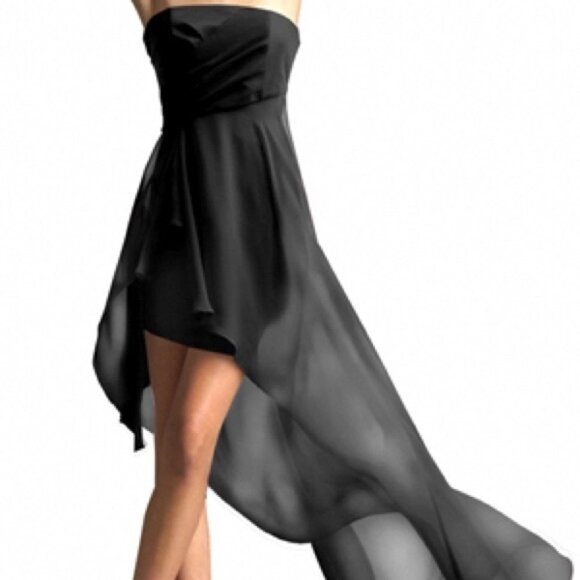 Jessica McClintock Black Strapless High Low Dress Size 2 New - Picture 2 of 12